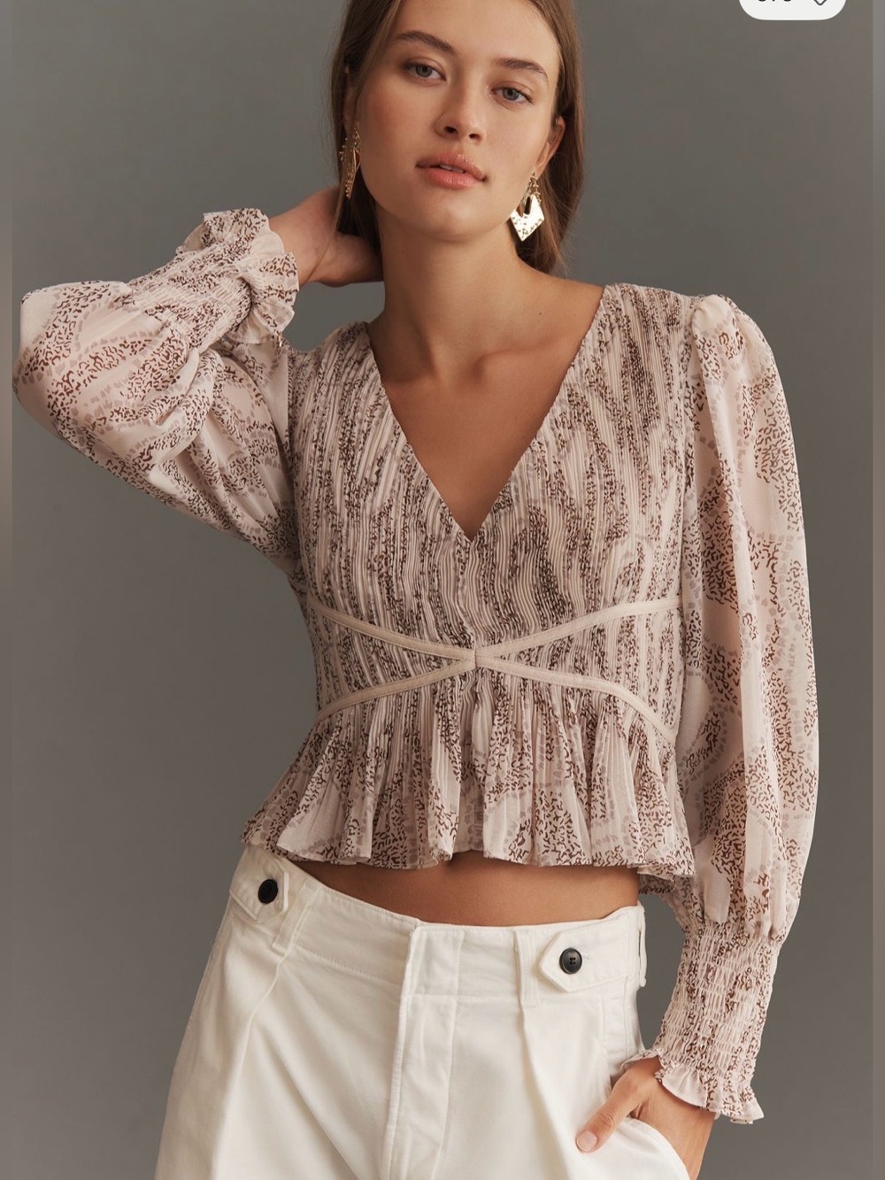 En Saison Ever Top| Anthropologie| NWT| size Women’s Small| Neutral Fall
